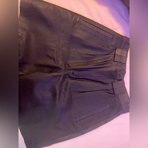 Dark Brown, Leather, Mid Thigh Short